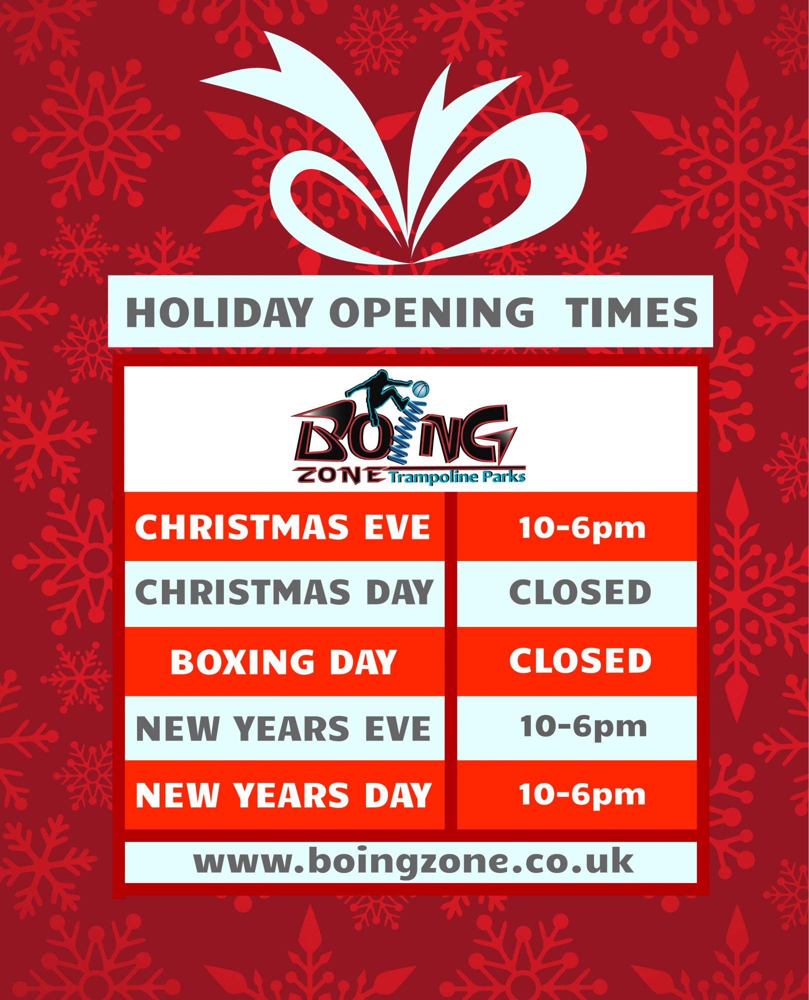 Opening Times - Boing Zone Stourbridge